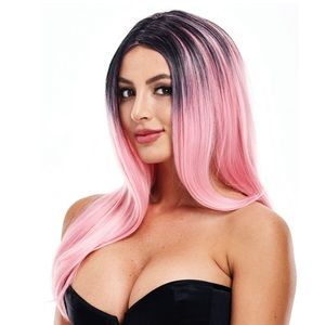 Pleasure Black and Pink Ombré Long Hair Wig